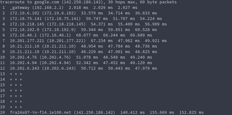 linux tracerute google icmp