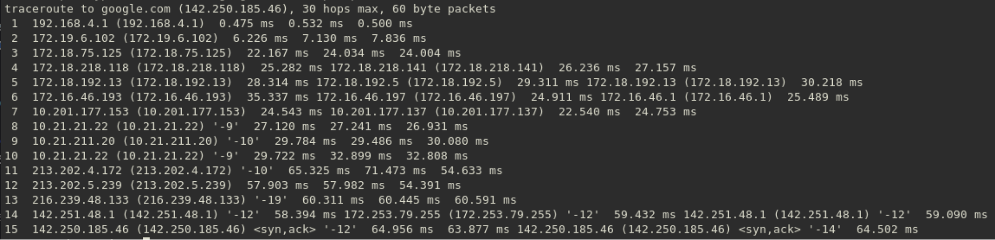 traceroute google tcp 443 with back ttl