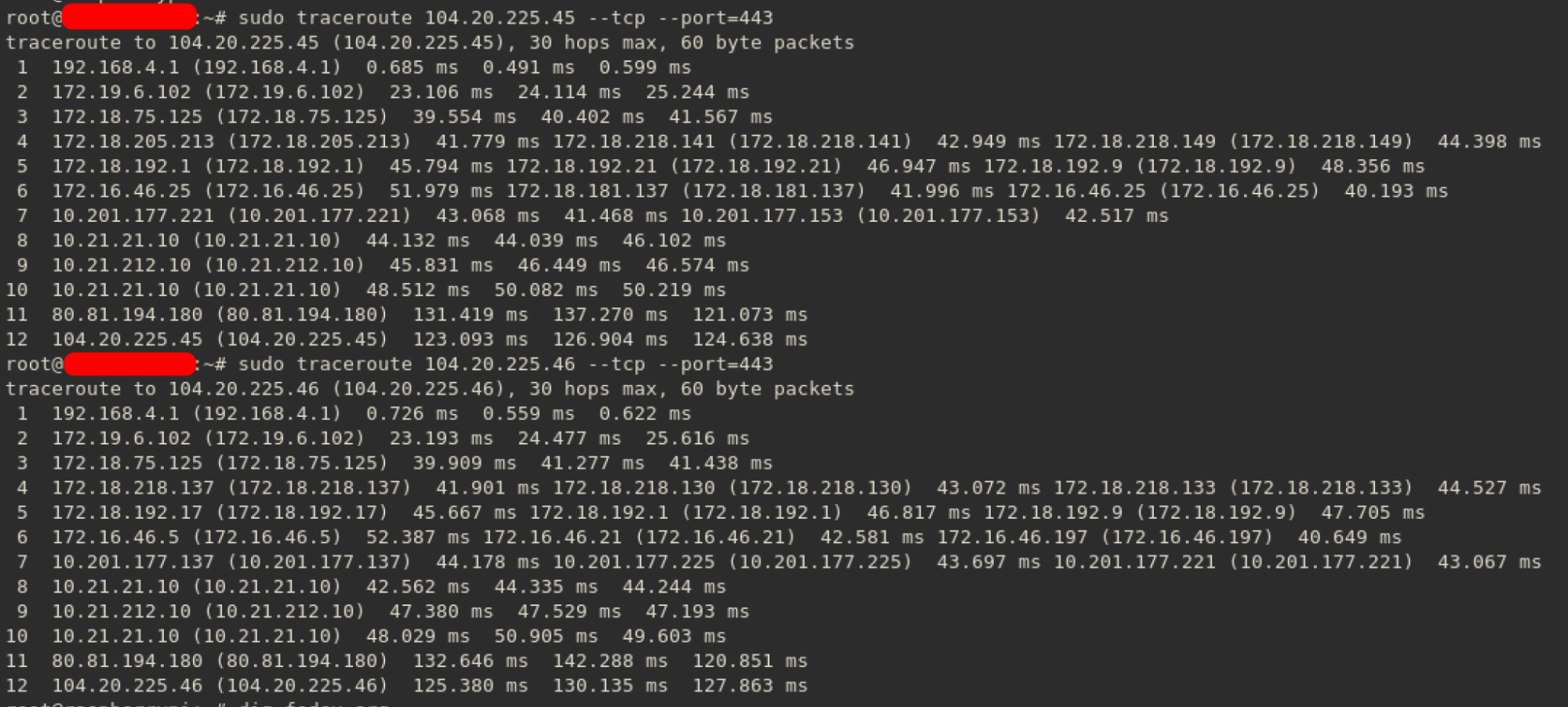 traceroute intermittent route changing