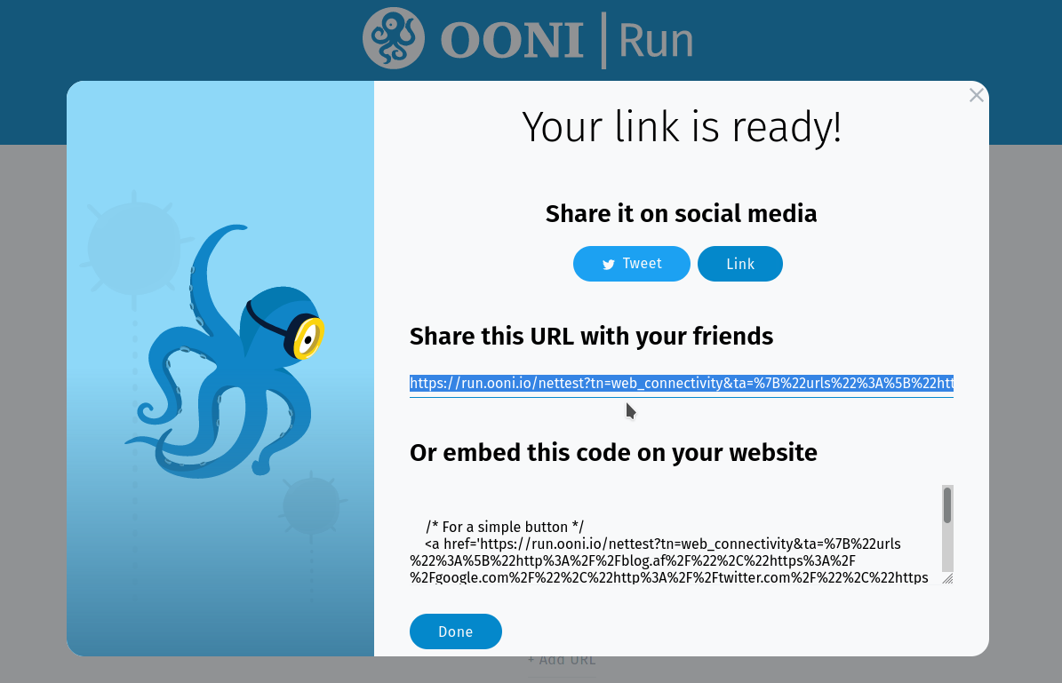 OONI run web generate
