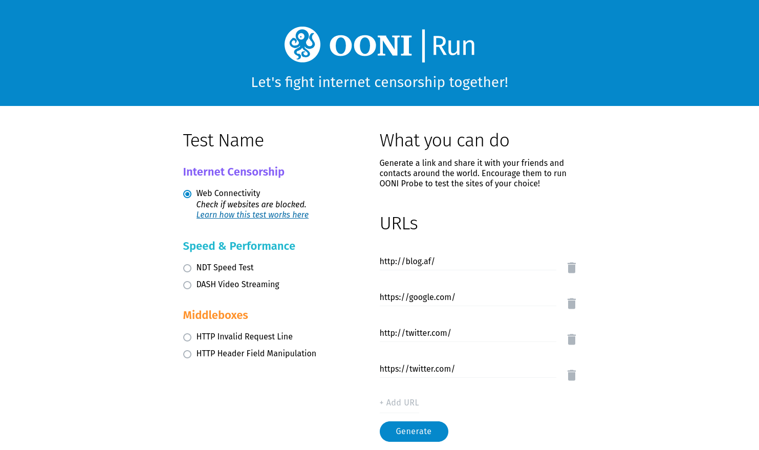 OONI run web